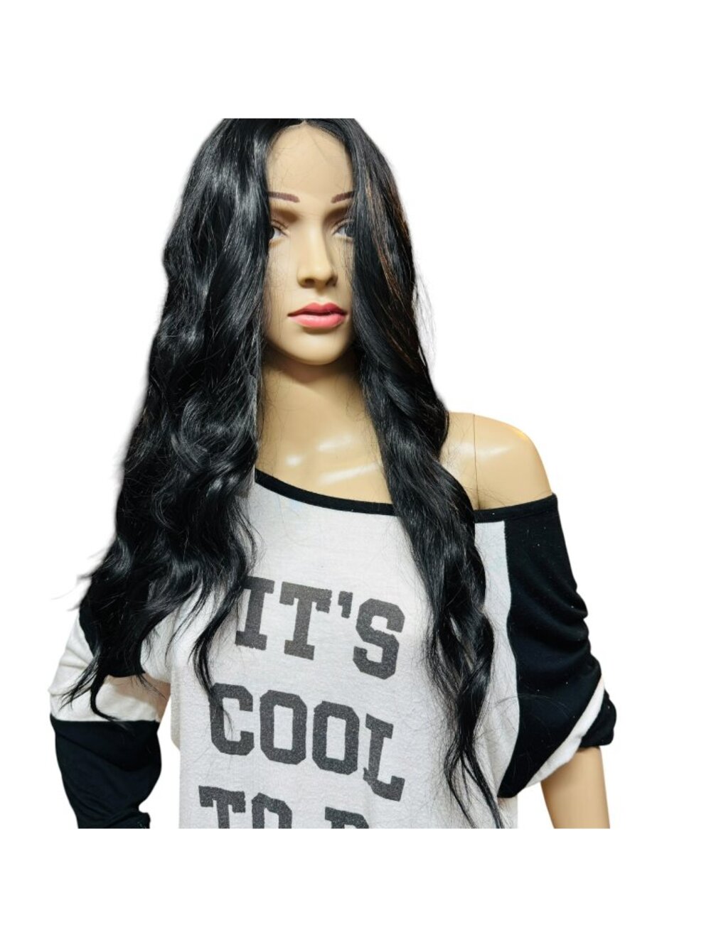 Aisi Queens Long Wavy Black Lace Front Wig With Adjustable Straps & Combs